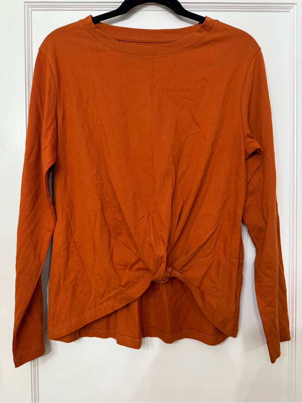 WVN Burnt Orange Front-Twist Long-Sleeve Top M